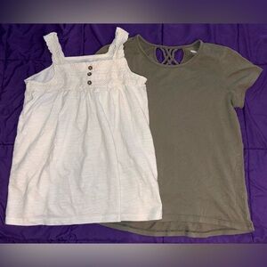 Old Navy White and Olive Kids Tops size XL 14/16